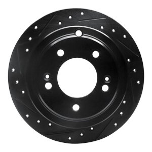 Kia AMANTI Brake Rotor (1) - Rear Left - R1 Concepts - Drilled & Slotted - Black - `04-`06